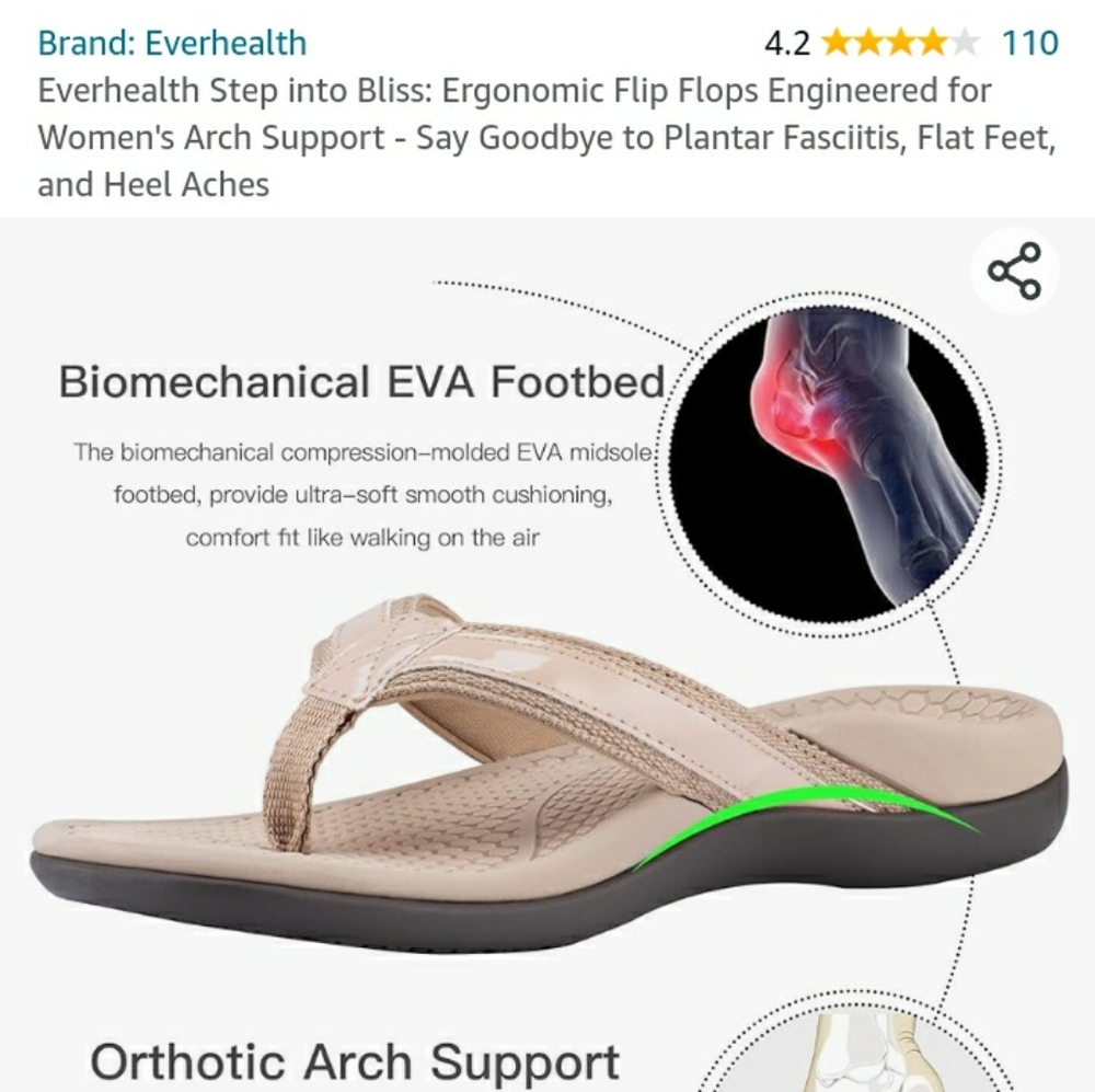 Brand New Everhealth Orthopedic Sandals Tan Size 6-7
